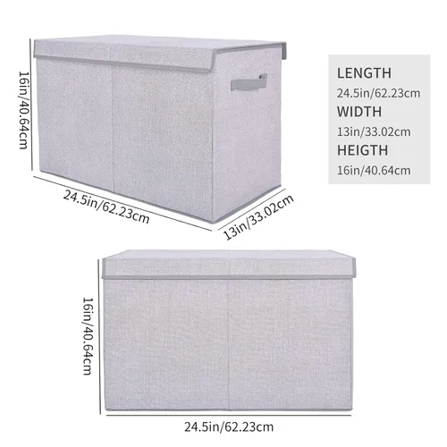 Miniatura 4 de Pantryily Caja de juguetes grande organizadora de almacenamiento con tapa, cajas plegables para juguetes para niños, cestas con asas resistentes Gris