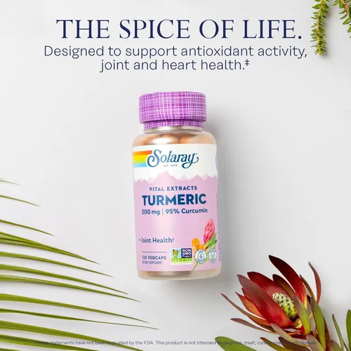 Miniatura 4 de SOLARAY Cúrcuma 300 mg - Suplemento de apoyo articular - Extracto de raíz de cúrcuma con 95% de curcumina - Apoyo a la salud de las articulaciones