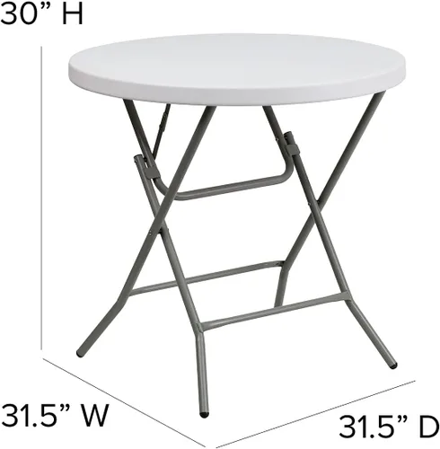 Miniatura 3 de Flash Furniture Elon Mesa plegable redonda de plástico blanco granito de 2.63 pies, color blanco