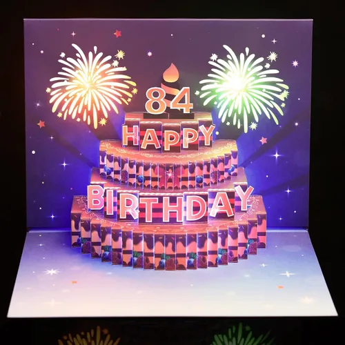 Miniatura 17 de Yinqing Tarjetas de cumpleaños número 11, tarjeta de felicitación de pastel de cumpleaños con luz y música, tarjeta de felicitación de regalo