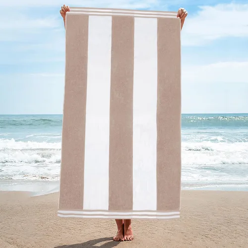 Miniatura 58 de Superior Juego de toallas de playa de algodón de gran tamaño de 4 piezas, toallas absorbentes para baño, playa, piscina, natación, adultos, niños