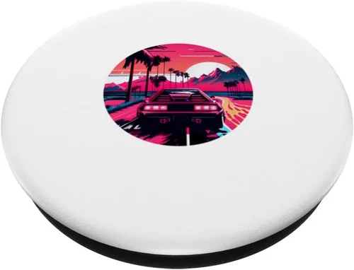 Miniatura 2 de Retrowave Synthwave 80s Design For The Eighties Music Lovers PopSockets Swappable PopGrip