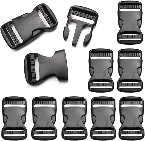 Miniatura 10 de CooBigo Paquete de 5 Hebillas de liberación lateral de 3/4" ajustables dobles, 4.5 m de correa de nailon de 3/4" de PP para camping al aire libre