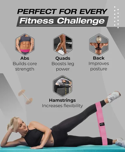 Miniatura 5 de Bingwaah Loop Resistance Exercise Bands – Fabric & Elastic Sets of Exercise Bands for Strength Training - Rehab, Yoga, Pilates & Home Workout with