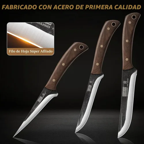 Miniatura 3 de HOSHANHO Juego de Cuchillos de Carnicero de 3 Piezas, Súper Afilados Forjados a Mano Cuchillo de Filetear y Cuchillos Divisores y Cuchillos