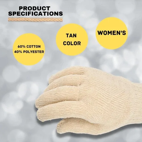 Miniatura 4 de PackagingSuppliesByMail PSBM Cotton String Knit Gloves, Hand Protection Lightweight Work Gloves