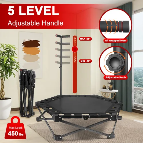 Miniatura 2 de Mini trampolín plegable: plegable y abierto en un solo paso, trampolín de rebote de 42 pulgadas para adultos y niños, carga máxima de 450 libras