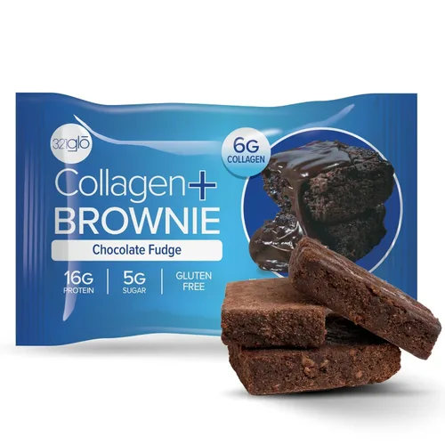 Miniatura 12 de 321glo Brownie de proteína de colágeno, sin gluten, bajo en azúcar, aperitivo keto para mujeres, hombres y niños, 0.66 onzas de proteína, 0.26 onzas