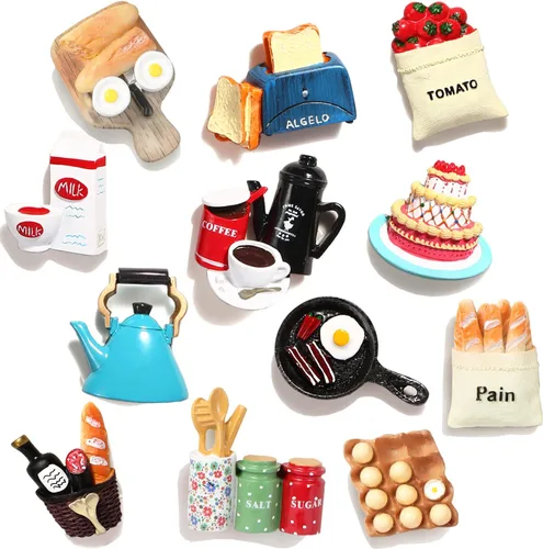 12 piezas de imanes para nevera de alimentos, divertidos imanes para nevera, pegatinas de nevera para la cocina, imanes decorativos de resina