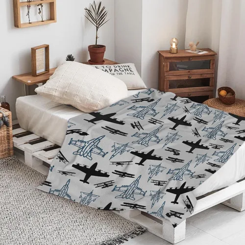 Miniatura 3 de Manta de avión, regalo para hombres, regalos de aviones para niños, niños y adultos, edredones de franela suave y mullida, decoración de avión