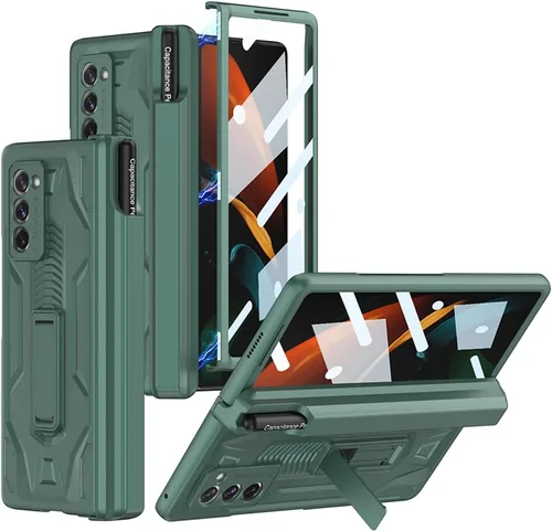 Miniatura 15 de Miimall Funda para Galaxy Z Fold 2 con protección de bisagra, protector de pantalla de alta transparencia, protector de bisagra magnético, soporte