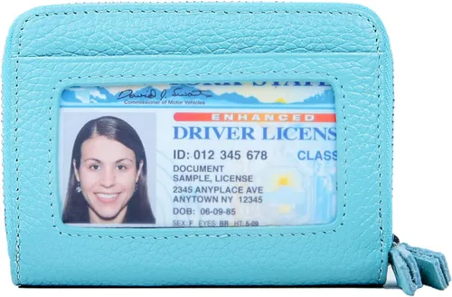 Miniatura 3 de Billeteras de cuero para mujer con doble cremallera RFID bloqueo bolsillo para monedas