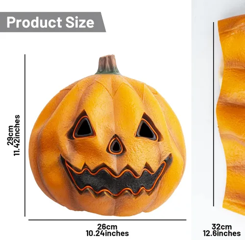 Miniatura 3 de PartyHop Máscara de calabaza con luz LED, máscara de cabeza completa, disfraz de calabaza para fiesta de disfraces de Halloween