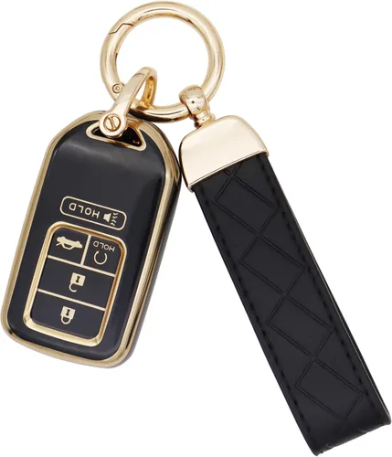 Miniatura 7 de SUNCARACCL - Funda para llavero Honda con llavero de cuero, funda protectora de TPU suave de cobertura completa para llavero Honda Accord Civic CRV