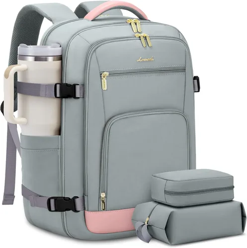 Miniatura 37 de LOVEVOOK Mochila de viaje para mujer y hombre, Beige, Mochilas de viaje
