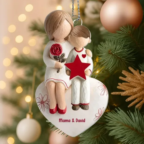 Miniatura 17 de Abuela y Nieto Moon Loves - Adornos Acrílicos Personalizados de 1 Capa - Te Amo Hasta la Luna y de Vuelta - Adorno Adornos Navideños 2025