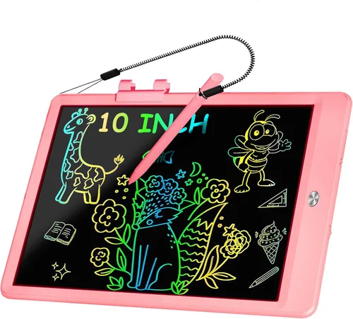 Decute Tableta de escritura LCD con lápiz capacitivo, tablero de dibujo reutilizable de 10 pulgadas para niños, regalo educativo de Navidad y Rosa