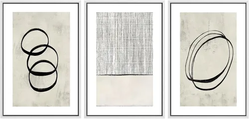 Miniatura 129 de SIGNWIN Lienzo enmarcado para pared, arte con pinceladas de flujo neutro en tonos beige abstractos, ilustraciones, arte moderno, decorativo