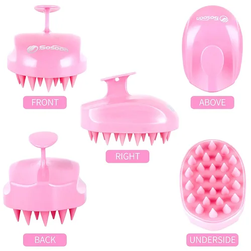 Miniatura 2 de Cepillo masajeador de cuero cabelludo, cepillo de champú para el cuero cabelludo, cepillo de ducha para el cabello, masajeador de cabeza para Rosa