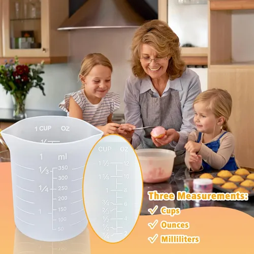 Miniatura 8 de Palksky Juego de tazas de silicona para derretir chocolate con 4 tazas medidoras de silicona (8.5 fl oz y 11.8 fl oz) y 4 espátulas resistentes al