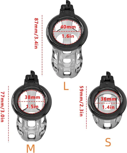 Miniatura 3 de Soft Rubber Male Chastity Cage, with 6 Size Rings, Invisible Lock Man Penis Exercise Bondage Gear & Accessories Lightweight Adult Sex Toys (Black, S)