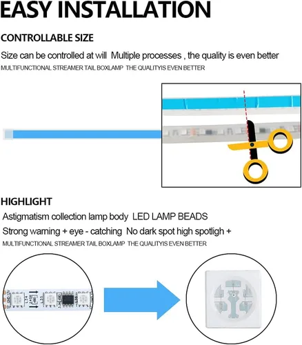 Miniatura 4 de Tira de luces para faros delanteros de automóvil, multicolor de 24 pulgadas, 12 V, luz diurna LED, RGB flexible, DRL, tiras LED, impermeables
