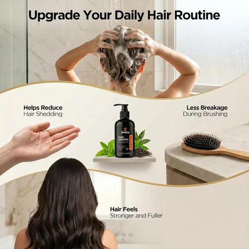 Miniatura 6 de Champú para el crecimiento del cabello, 10.1 onzas líquidas, champú para el cabello de biotina con aceite de árbol de té, ginseng y menta