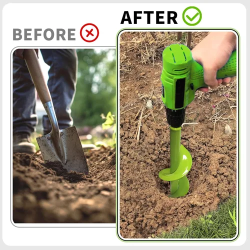 Miniatura 4 de TCBWFY Broca de barrena de 4"x12" para plantar y cavar hoyos, plantador rápido de bulbos de flores de plantas de jardín, broca de barrena de tierra