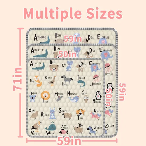 Miniatura 7 de Tapete de juego para bebé para suelo, tapete de corral de 50 x 50 pulgadas, suave, portátil, antideslizante, lavable a máquina, compañero de juego