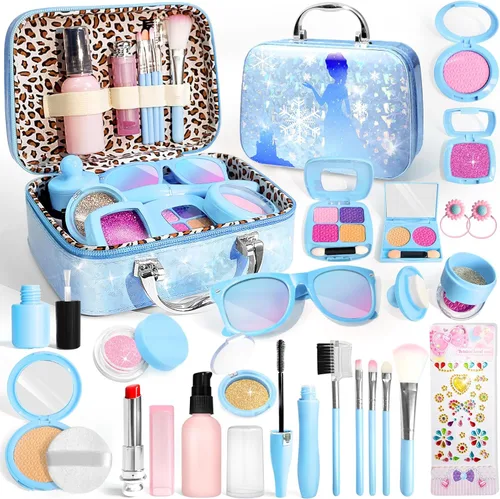 INNOCHEER Maquillaje de Simulación para Niños Pequeños, Maquillaje Falso para Niñas Pequeñas, Juego de Maquillaje de Frozen para Niñas, Regalos de
