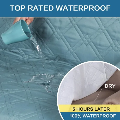 Miniatura 4 de H.VERSAILTEX - Funda protectora para sillón reclinable 100% impermeable, acolchada, con correa elástica y parte posterior con huellitas de silicón