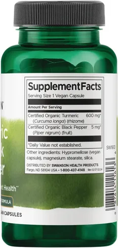 Miniatura 2 de Swanson Suplemento orgánico de salud articular de cúrcuma y pimienta negra para adultos activos que buscan apoyo antiinflamatorio