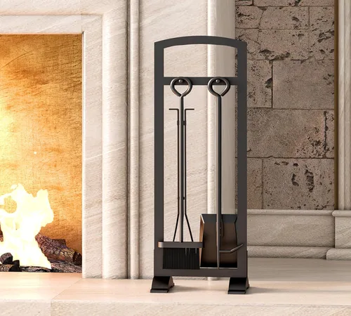 Miniatura 5 de Kingson Juego de herramientas ligeras de 5 piezas para chimenea: portátil, compacto y elegante kit de accesorios para hogueras