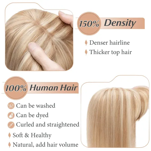 Miniatura 3 de Benehair 150% seda hecha a mano densidad base 100% Remy cabello humano para mujeres con flequillo clip en piezas de cabello con clip con ligera Gris