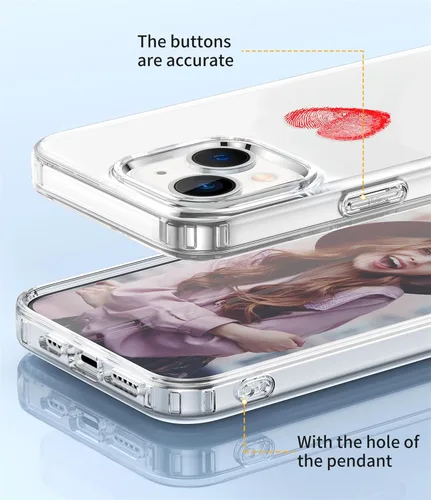 Miniatura 5 de ZQWY Funda compatible con iPhone 14/iPhone 13, estética transparente con diseño con protector de pantalla, protector de lente de cámara, a prueba