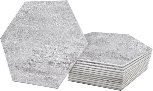 Avant Decor 30 azulejos | Textura de piedra hexagonal compuesta de piedra | Pelar y pegar cocina en muro para pegar en la pared, fácil instalación