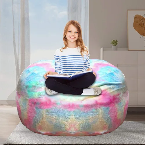 Miniatura 48 de Puf para adultos y niños sin relleno, sofá perezoso suave y redondo, funda de sofá de puf clásico, saco de amor para dormitorio, silla de lectura