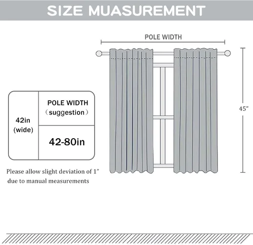 Miniatura 7 de DUALIFE Cortinas opacas de 45 pulgadas de largo, 2 paneles para ventanas pequeñas de dormitorio, aislamiento térmico, bolsillo para barra, cortinas