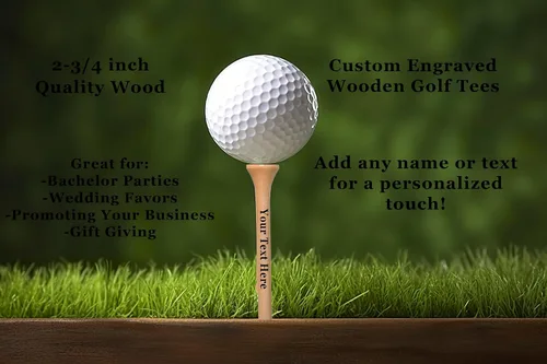 Miniatura 3 de 100 camisetas de golf de madera natural personalizadas de 2 3/4 pulgadas • Sube tu propio texto