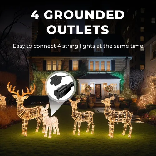 Miniatura 2 de YOTIGER Cable de extensión para exteriores de 1 a 4 divisores para luces de Navidad, máximo 33.3 pies de extremo a extremo (43 pies en total)