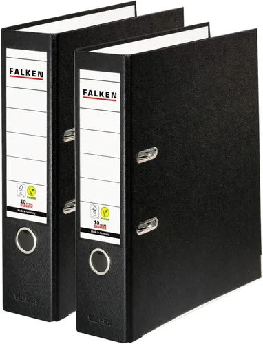 FALKEN Paquete original de 2 carpetas de plástico vegano DIN A4 de polipropileno, hechas en Alemania, 3.1 in de ancho, carpeta de anillas, carpeta
