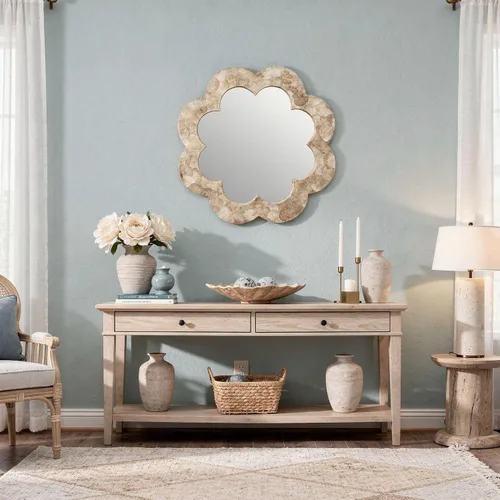 Miniatura 4 de KOUBOO Capiz - Espejo de pared de conchas marinas, espejos decorativos para pared, tocador de baño, entrada, dormitorio, sala de estar, Espejos