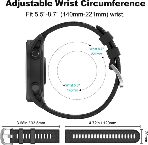 Miniatura 5 de OVERSTEP Compatible con Garmin Venu 2 Plus, Venu SQ Band, correa de muñeca de 0.787 pulgadas, correa de silicona suave impermeable de liberación
