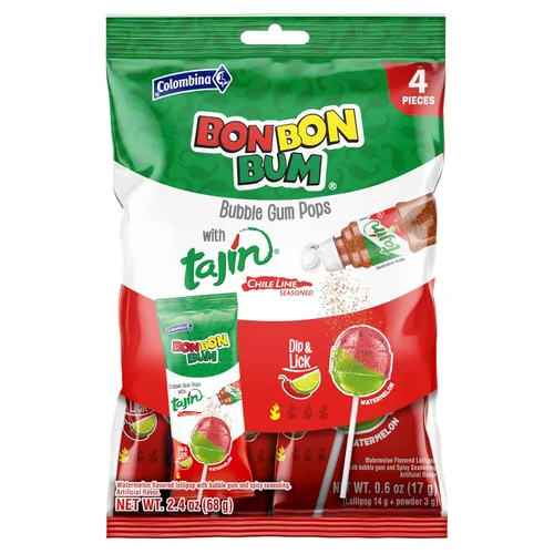Miniatura 16 de Colombina Bon Bon Bum Tropical Maracuyá y Sandía con Condimento Tajin Chile Lima, 20 Unidades (Paquete de 1)