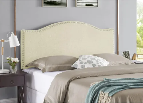 Miniatura 19 de Naomi Home Jessenia - Cabecera capitonada ajustable tapizada de lino con superficie acolchada, soporte de pared o marco de cama, color crema