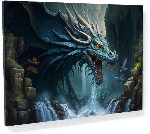 Miniatura 10 de Sense Canvas Dragon Creative 9 - Lienzo decorativo para pared, diseño de dragón para pared, póster grande para el hogar, 40 x 30 pulgadas, 0.75