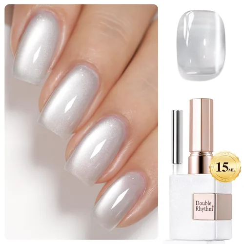 Miniatura 19 de Double Rhythm Esmalte de gel Jelly Glass de ojo de gato con imán, 0.5 onzas líquidas, brillo holográfico, brillante, translúcido
