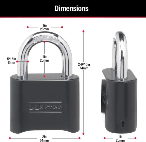 Miniatura 6 de Master Lock Candado de Combinación Negro, Establece Tu Propio Candado de Combinación, Resistente a la Intemperie, para Interiores y Exteriores