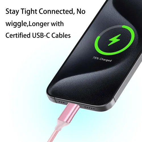 Miniatura 2 de Awnuwuy [2 unidades de 10 pies] Cable de carga USB tipo C rosa, cable largo para Android auto, USB A a USB C, cable de carga rápida para Samsung