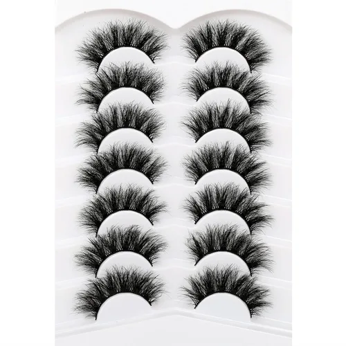 Miniatura 397 de Pooplunch - Pestañas postizas finas de visón sintético, estilo ojo de gato, naturales, cruzadas, tipo racimo, efecto 8D de volumen, tiras